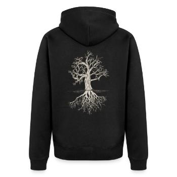 Gnarled tree - Unisex Premium Organic Zip Hoodie - black - Back - Nico (187cm)