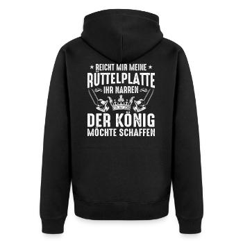 Straßenbauer/Straßenbau/Asphaltbauer/Geschenk - Unisex Premium Bio Zip Hoodie - Schwarz - Hinten - Nico (187cm)