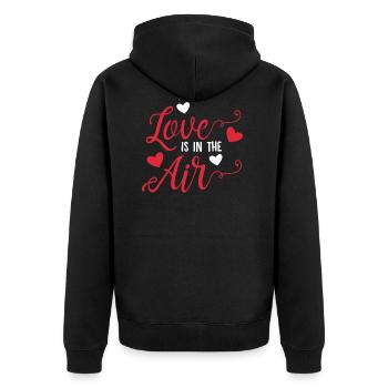 Love Is In The Air | Liebe in der Luft - Unisex Premium Bio Zip Hoodie - Schwarz - Hinten - Nico (187cm)