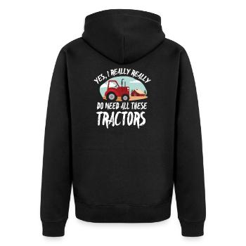 Farmer Shirt-All these Tractors - Unisex Premium Bio Zip Hoodie - Schwarz - Hinten - Nico (187cm)