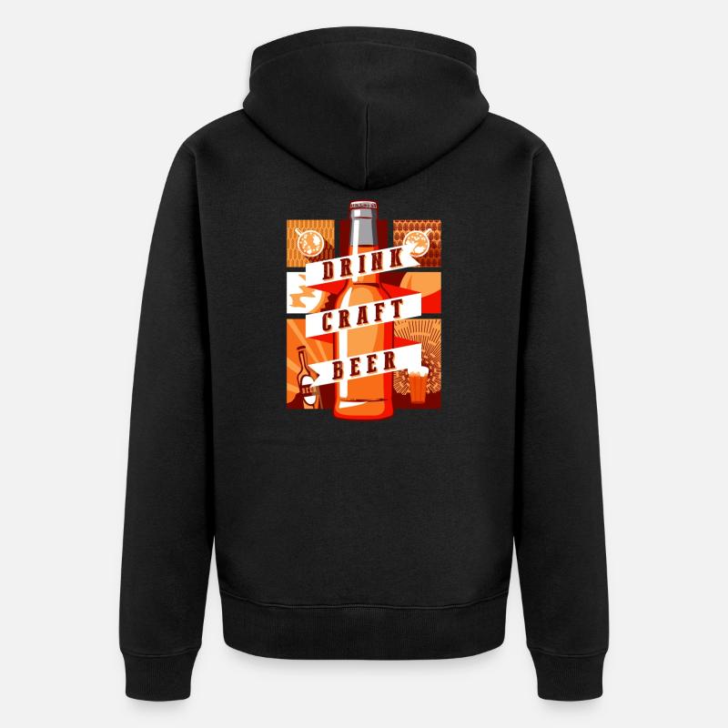 Trink Craftbier - Unisex Premium Bio Zip Hoodie - Schwarz