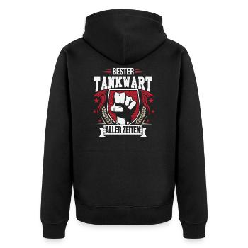 Bester Tankwart aller Zeiten - Unisex Premium Bio Zip Hoodie - Schwarz - Hinten - Nico (187cm)