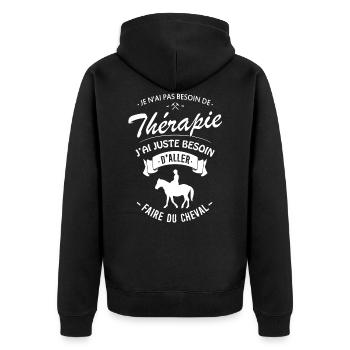 Tshirt Thérapie équitation - Faire du Cheval - Veste à capuche bio Premium Unisexe - noir - Dos - Nico (187cm)