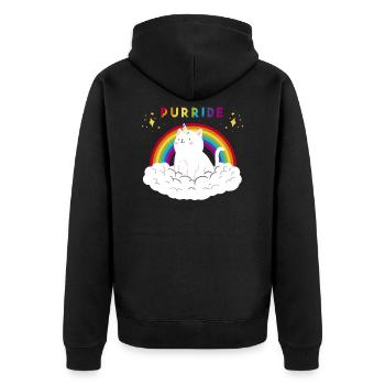 Schwul Lesbisch Regenbogen LGBT Gay Pride Geschenk - Unisex Premium Bio Zip Hoodie - Schwarz - Hinten - Nico (187cm)