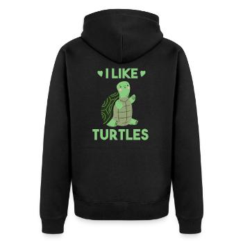 Dicton drôle de tortue - j'aime les tortues Niedli - Veste à capuche bio Premium Unisexe - noir - Dos - Nico (187cm)
