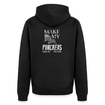 Lustiger Diabetiker - Make my pancreas great again - Unisex Premium Bio Zip Hoodie - Schwarz - Hinten - Nico (187cm)