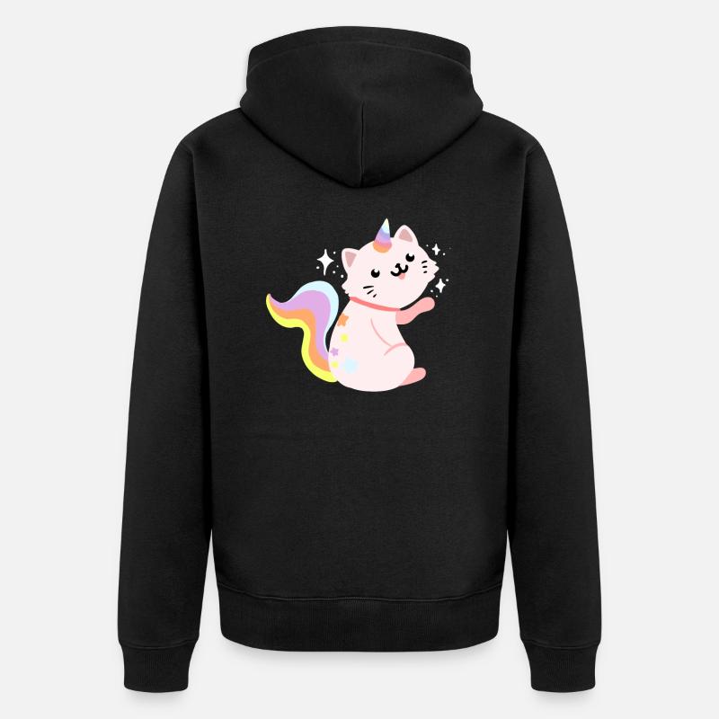 Caticorn assis - Drôle chat caticor - Veste à capuche bio Premium Unisexe - noir