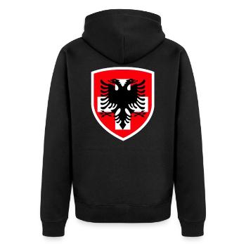 Albanien - Schweiz - Kosovo - Unisex Premium Bio Zip Hoodie - Schwarz - Hinten - Nico (187cm)