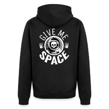 Donnez-moi de l'espace - Espace de distance introverti solitaire - Veste à capuche bio Premium Unisexe - noir - Dos - Nico (187cm)