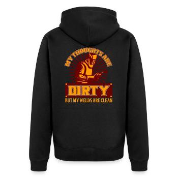 Dirty Welder - Welder - Édition limitée - Veste à capuche bio Premium Unisexe - noir - Dos - Nico (187cm)