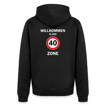 40. Geburtstag 40er Vierzigster 40 Zone Geschenk - Unisex Premium Bio Zip Hoodie - Schwarz - Hinten - Nico (187cm)
