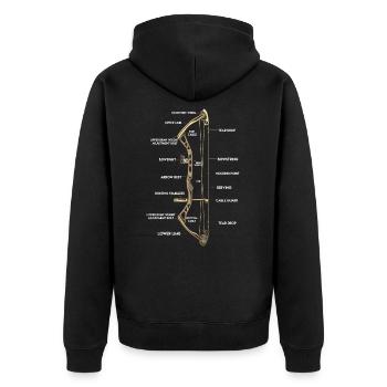 Anatomie eines Bogens | Bogensport Compound Pfeil - Unisex Premium Bio Zip Hoodie - Schwarz - Hinten - Nico (187cm)