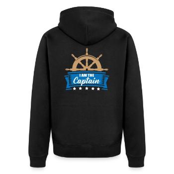 Seefahrer / Seemann - Ich bin der Kapitän! - Unisex Premium Bio Zip Hoodie - Schwarz - Hinten - Nico (187cm)