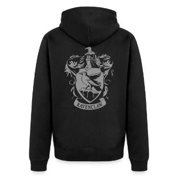 Harry Potter Ravenclaw Wappen - Unisex Premium Bio Zip Hoodie - Schwarz - Hinten - Nico (187cm)