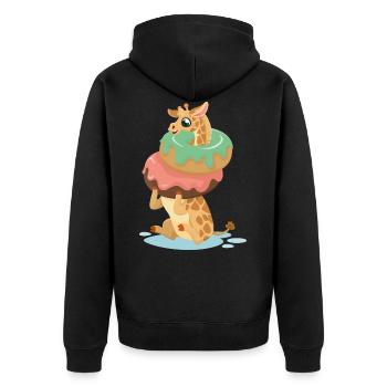 Süße Giraffe Donut Essen Zoo Safari Tier Geschenk - Unisex Premium Bio Zip Hoodie - Schwarz - Hinten - Nico (187cm)