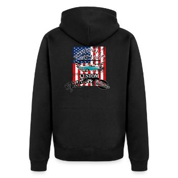 Muscle Car Auto Amerika - Unisex Premium Bio Zip Hoodie - Schwarz - Hinten - Nico (187cm)