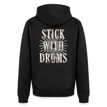 Drums - Unisex Premium Organic Zip Hoodie - black - Back - Nico (187cm)