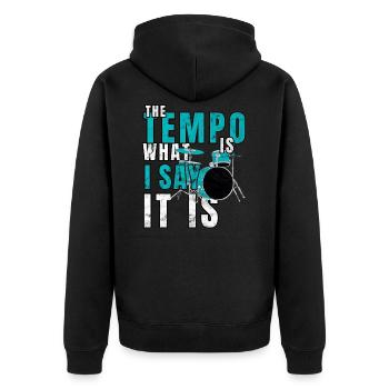 Drums - Unisex Premium Organic Zip Hoodie - black - Back - Nico (187cm)