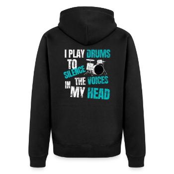 Drums - Unisex Premium Organic Zip Hoodie - black - Back - Nico (187cm)