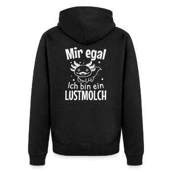 Lustmolch Axolotl Schwanzlurch Salamander - Unisex Premium Bio Zip Hoodie - Schwarz - Hinten - Nico (187cm)