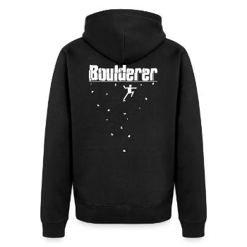 Bouldern Boulderer - Unisex Premium Bio Zip Hoodie - Schwarz - Hinten - Nico (187cm)