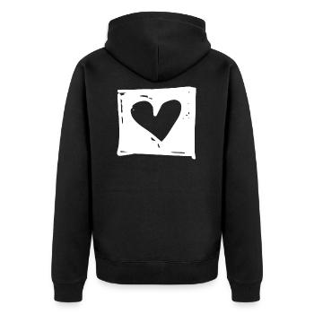 Heart Valentines Day 2019 - Unisex Premium Bio Zip Hoodie - Schwarz - Hinten - Nico (187cm)
