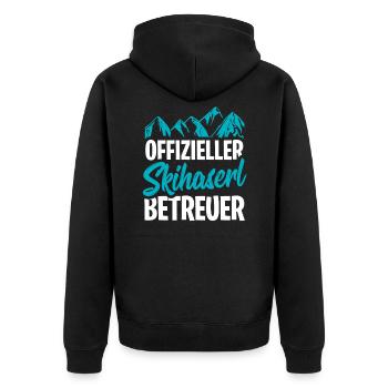 Après-Ski - Unisex Premium Bio Zip Hoodie - Schwarz - Hinten - Nico (187cm)