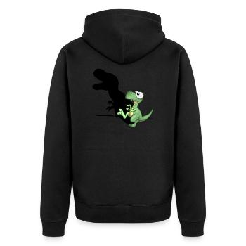Dino Schattenspiel T-Rex Schattenfigur Dinosaurier - Unisex Premium Bio Zip Hoodie - Schwarz - Hinten - Nico (187cm)