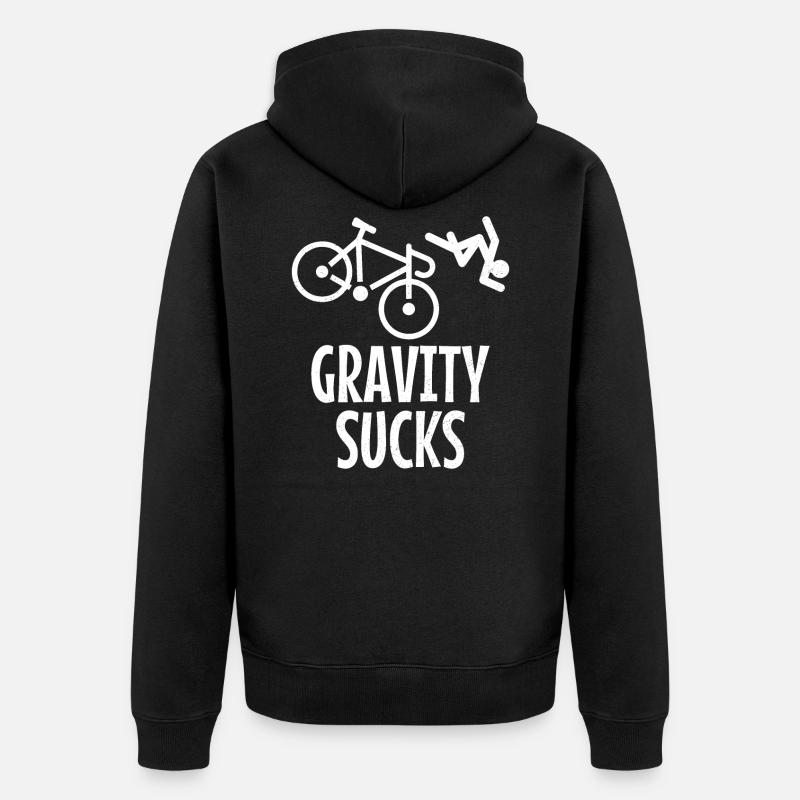 Gravity - Falling bicycle driver - Unisex Premium Organic Zip Hoodie - black