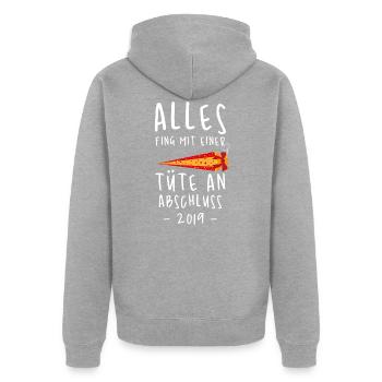 Lustige Abitur Abschluss Sprüche - Unisex Premium Bio Zip Hoodie - Grau meliert - Hinten - Nico (187cm)