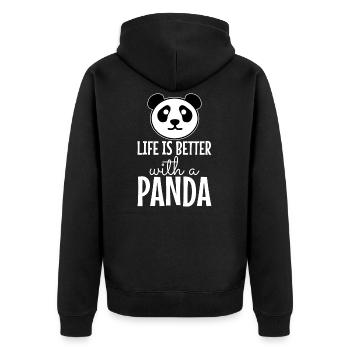 La vie est meilleure avec un panda - Veste à capuche bio Premium Unisexe - noir - Dos - Nico (187cm)
