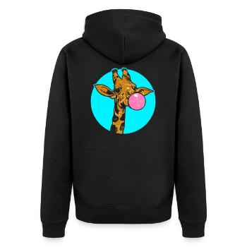 Funny giraffe with bubble gum - Unisex Premium Organic Zip Hoodie - black - Back - Nico (187cm)