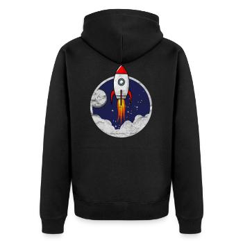 Space Shuttle Small rocket for kids grunge - Unisex Premium Organic Zip Hoodie - black - Back - Nico (187cm)