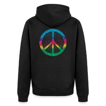 Peace Sign Peace - Unisex Premium Organic Zip Hoodie - black - Back - Nico (187cm)