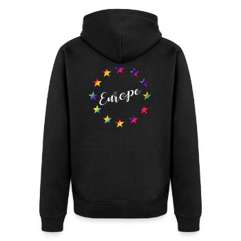 EU Union européenne étoiles couleurs arc-en-ciel - Veste à capuche bio Premium Unisexe - noir - Dos - Nico (187cm)