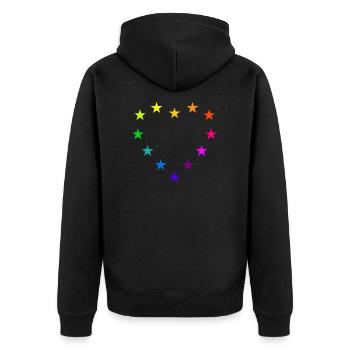 EU Sterne in Herzform Regenbogen Europa Love Demo - Unisex Premium Bio Zip Hoodie - Schwarz - Hinten - Nico (187cm)