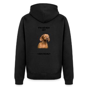 Vervischlt-Vizsla-Hund-Haustier-Liebling-Schatz - Unisex Premium Bio Zip Hoodie - Schwarz - Hinten - Nico (187cm)