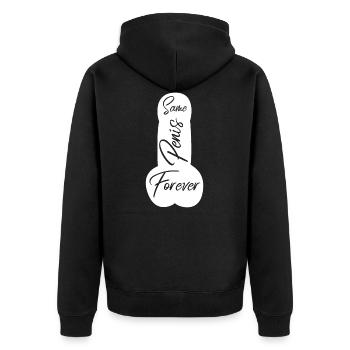 Same Penis Forever Lustig Hochzeit Party - Unisex Premium Bio Zip Hoodie - Schwarz - Hinten - Nico (187cm)