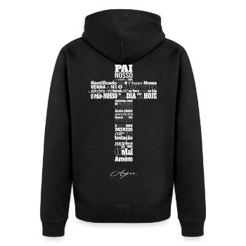 PAI NOSSO - Unisex Premium Organic Zip Hoodie - black - Back - Nico (187cm)