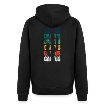 Cactus Cactus Cactus Grunge - Unisex Premium Bio Zip Hoodie - Schwarz - Hinten - Nico (187cm)