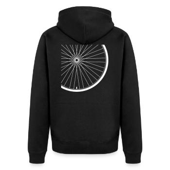 cycling | tire spokes road bike cyclist - Unisex Premium Organic Zip Hoodie - black - Back - Nico (187cm)