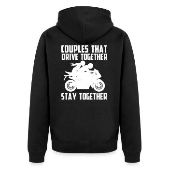 Couples That Drive Together Stay Together - Unisex Premium Bio Zip Hoodie - Schwarz - Hinten - Nico (187cm)