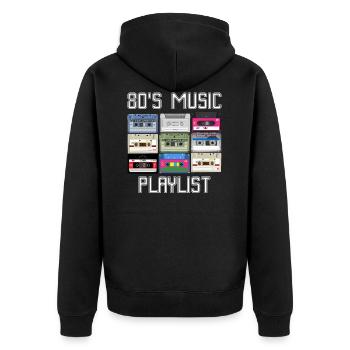 Kassette 80's Musik Playlist - Unisex Premium Bio Zip Hoodie - Schwarz - Hinten - Nico (187cm)