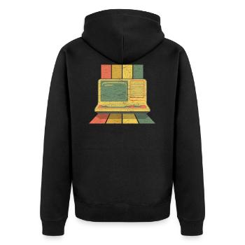 Rétro vintage ordinateur années 80 grunge - Veste à capuche bio Premium Unisexe - noir - Dos - Nico (187cm)