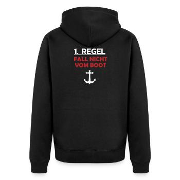 Fall Nicht Vom Boot Lustiges T Shirt - Unisex Premium Bio Zip Hoodie - Schwarz - Hinten - Nico (187cm)