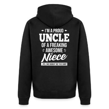 I'm A Proud Uncle Of A Freaking Awesome Niece ... - Unisex Premium Organic Zip Hoodie - black - Back - Nico (187cm)