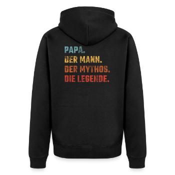 Father. The man. The myth. The legend. - Unisex Premium Organic Zip Hoodie - black - Back - Nico (187cm)