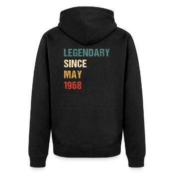 LEGENDARY SINCE MAY 1968 - Unisex Premium Bio Zip Hoodie - Schwarz - Hinten - Nico (187cm)