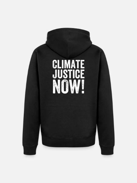 Climate Justice Now - Unisex Premium Organic Zip Hoodie - black