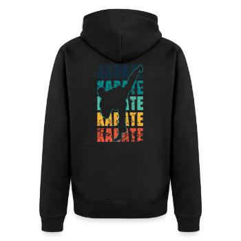 Karate Karate Karate Karate Karate Grunge - Unisex Premium Bio Zip Hoodie - Schwarz - Hinten - Nico (187cm)